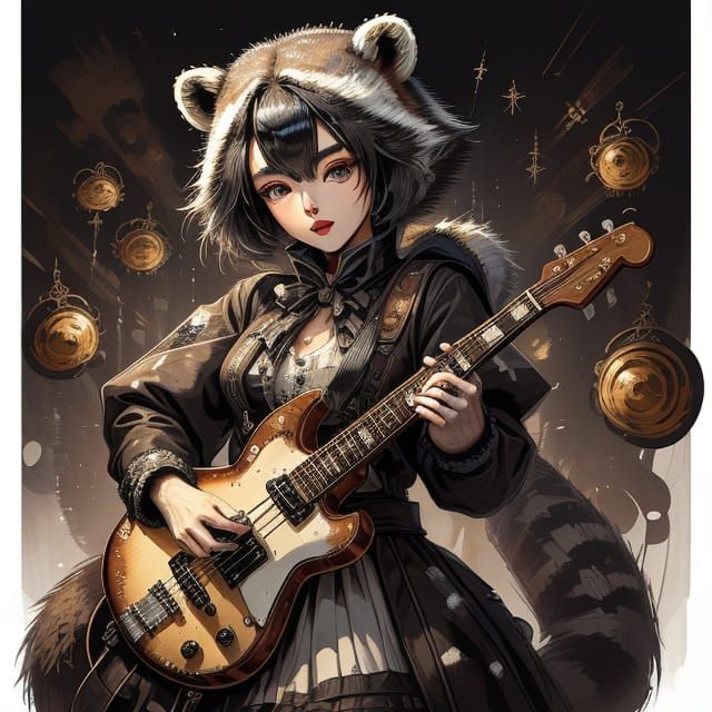 Steampunk Raccoon Rockstar