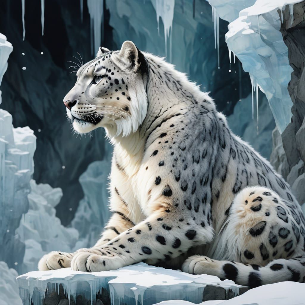 Regal Snow Leopard Reigns in Frozen Kingdom