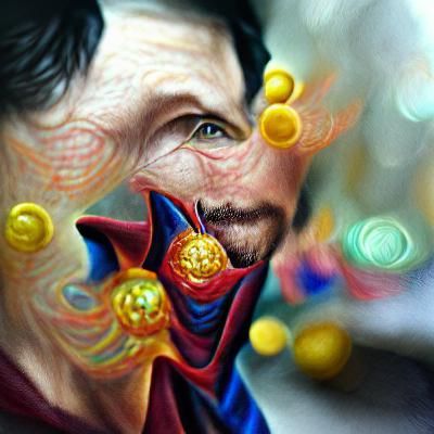 Hyperrealistic Portrait of Smiling Magician with Bokeh