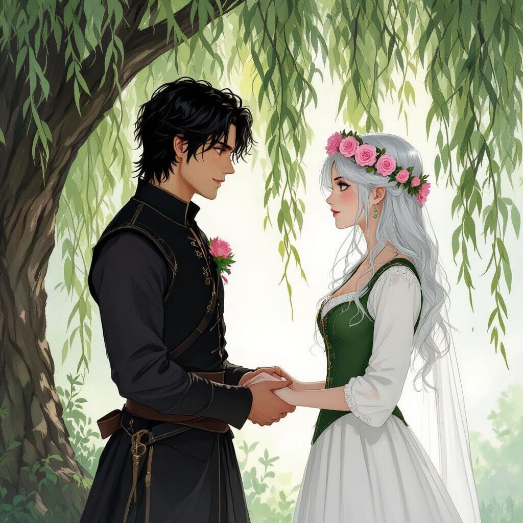 Romantic Wedding Vows Under Willow Tree