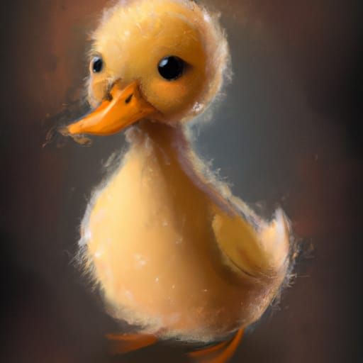 Cute Fluffy Duckling in Digital Matte Painting