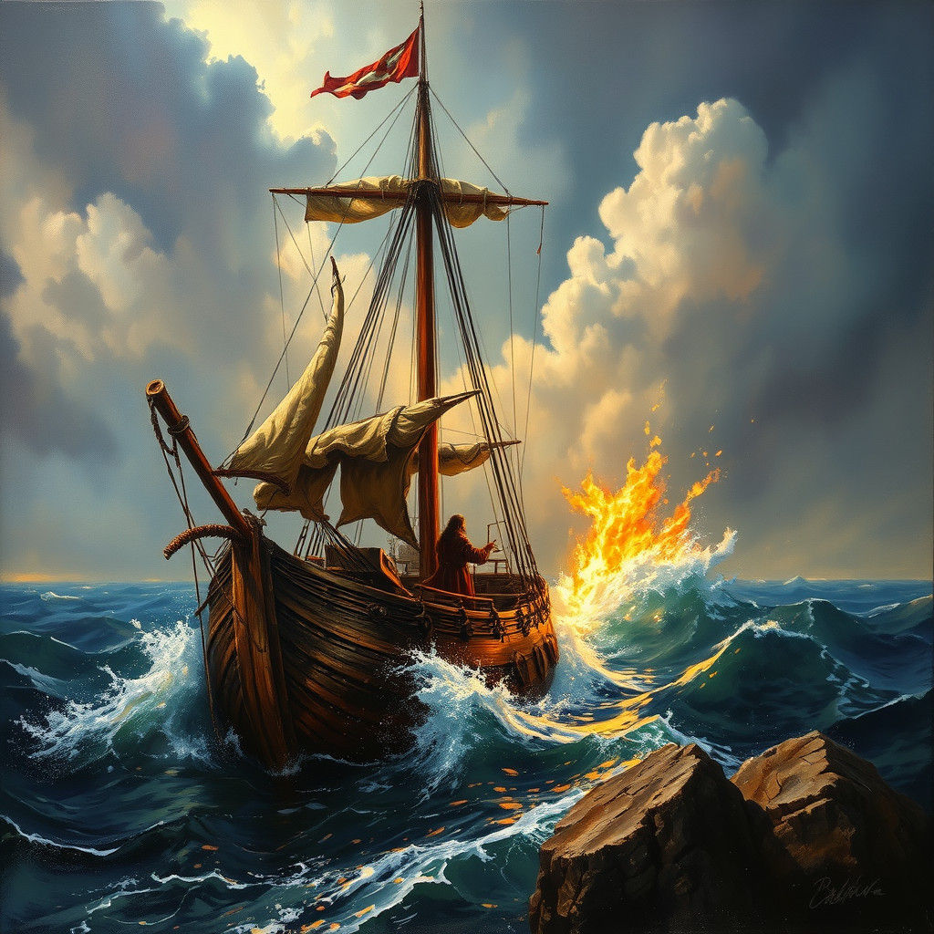 Cursed Mariner in Oil Painting Style