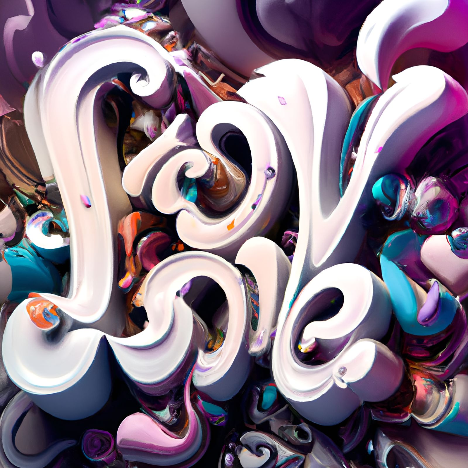 Abstract "LOVE" Graffiti in Ornate 3D Design