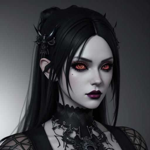 Detailed 3D Anime Goth Girl in WLOP Style