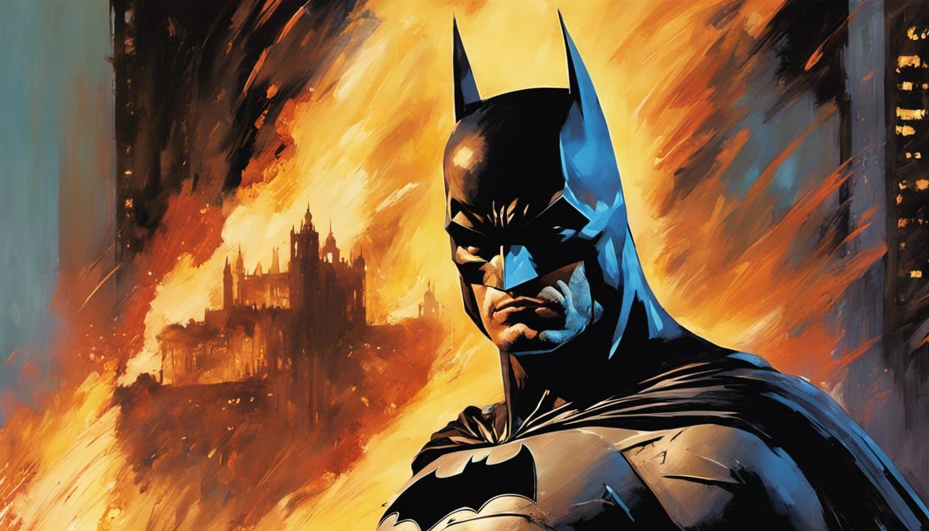Batman in Burning Gotham: Hyper-Realistic Concept Art