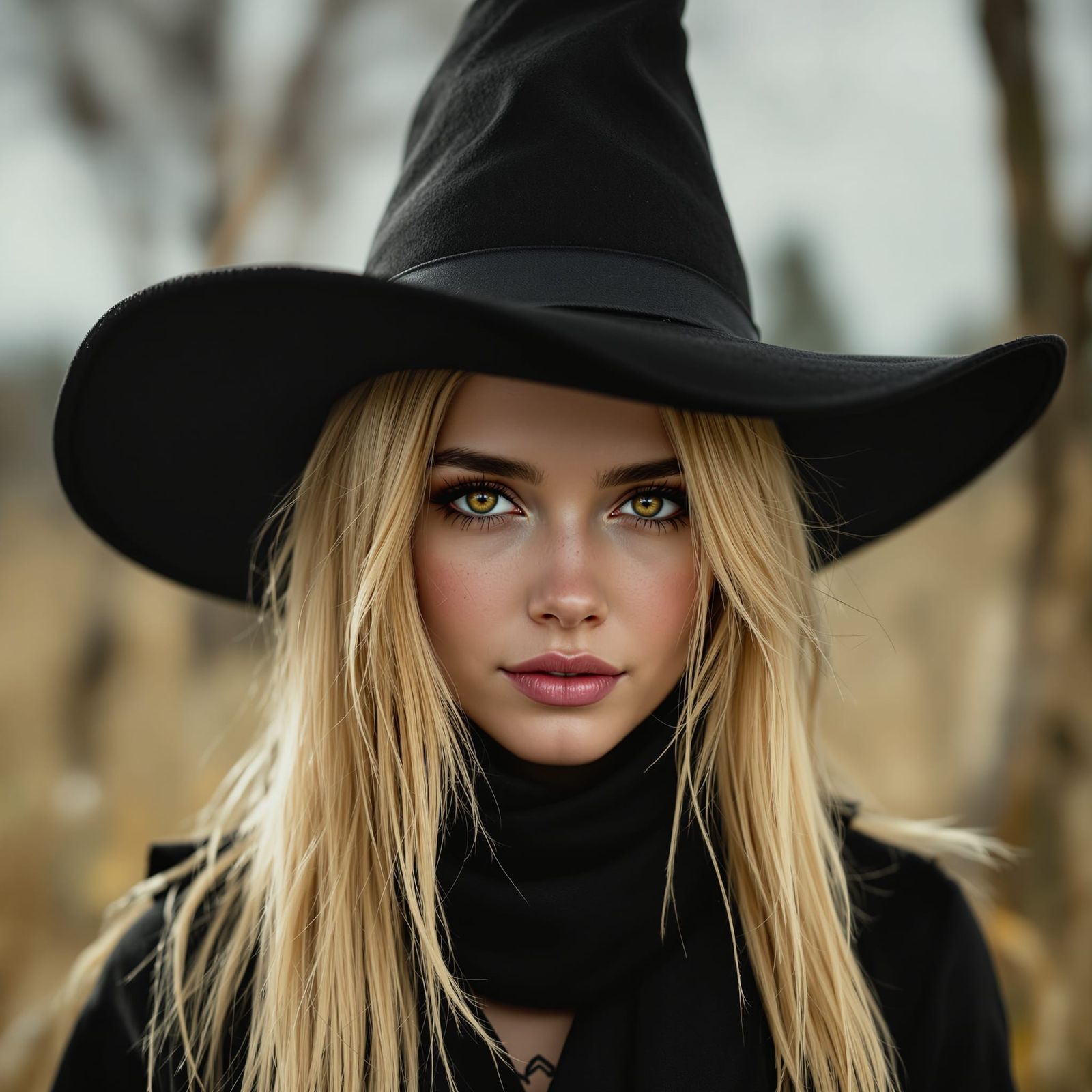 Hyperreal Blonde Woman in Scarecrow Costume