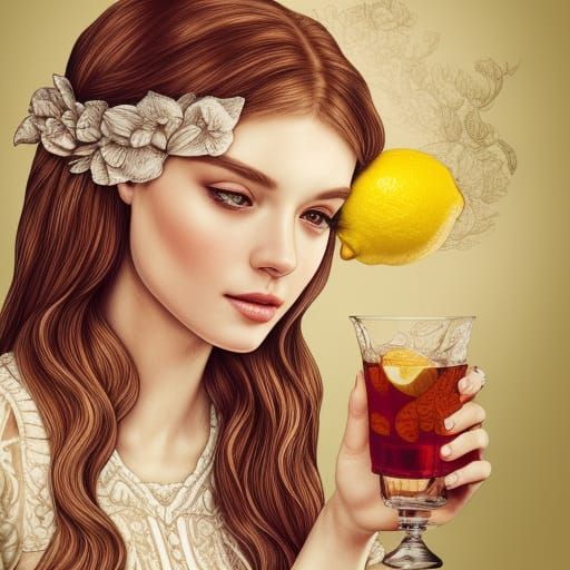 Southern Belle with Iced Tea: Hyper-Detailed Digital Art