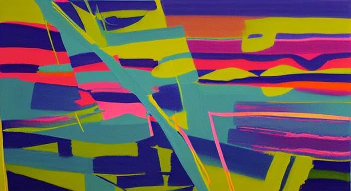 Abstract Colorfield Painting with Horizontal Stripes