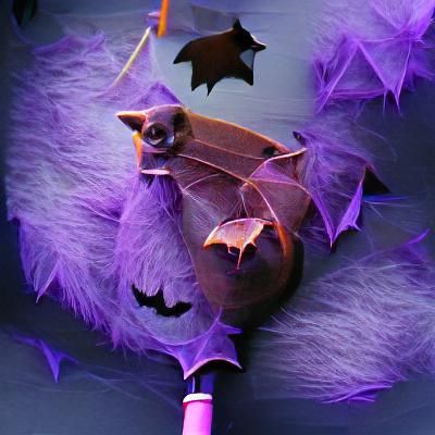 Whimsical Purple Bat Silhouetted on Halloween