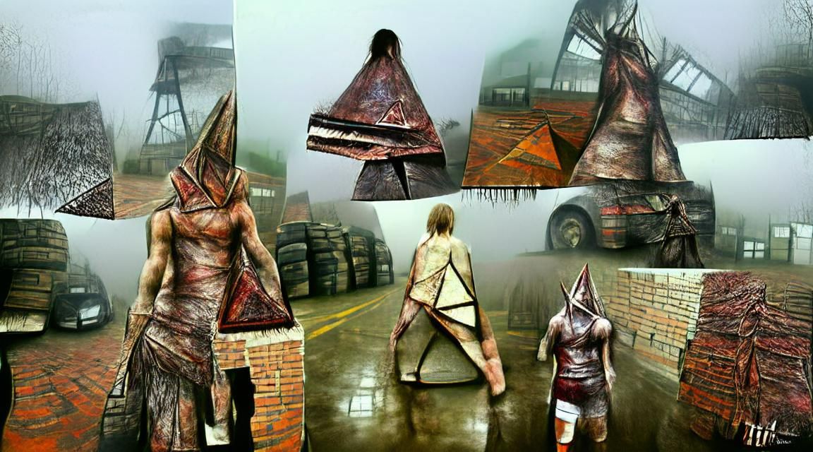 Pyramid Head in Silent Hill Fog