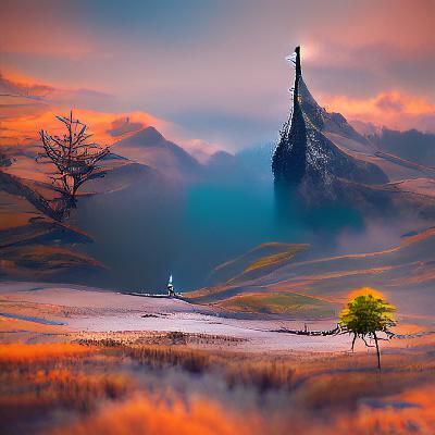 Lone Tree: Detailed Matte Painting in Deep Color