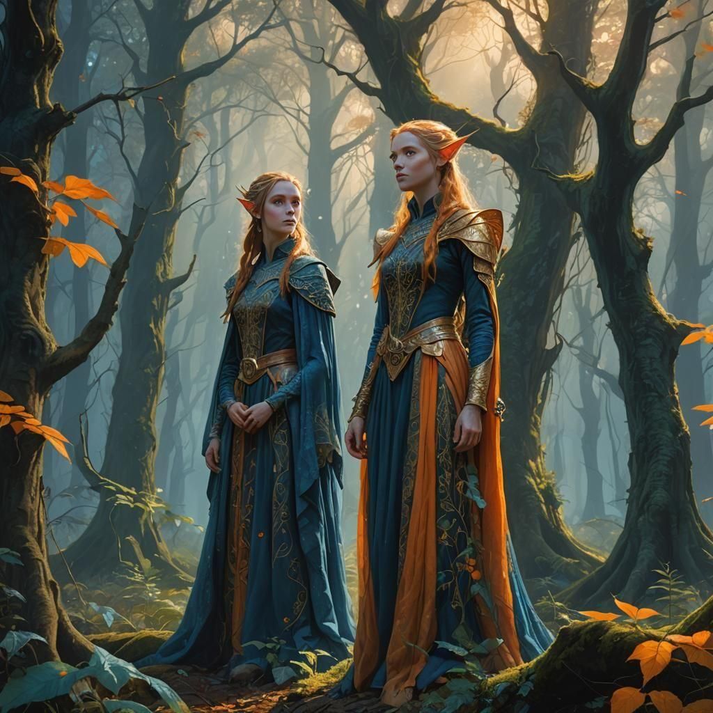 Enchanted Elf Princess in Detailed Fantasy Forest