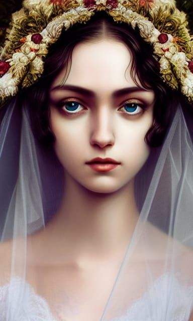 Unhappy Bride Portrait in Pastel Colors