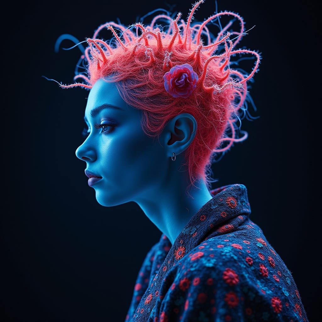 Dieselpunk Noctilucent Portrait in Dystopian Haze