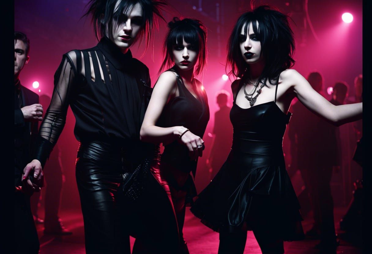 New Romantic Goths Dancing in Nightclub