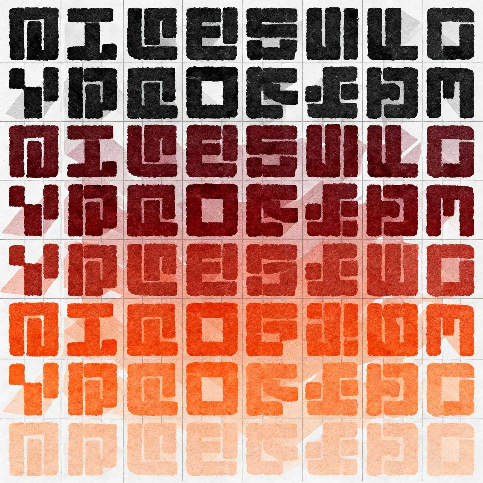 Iterative Graphic Design with Blocky Glyphs in a Grid