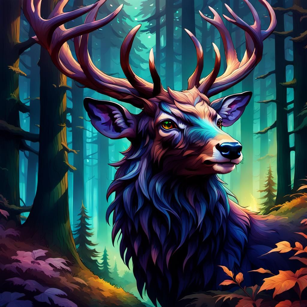 Magnificent Human Deer Hybrid in Vibrant Forest Realism