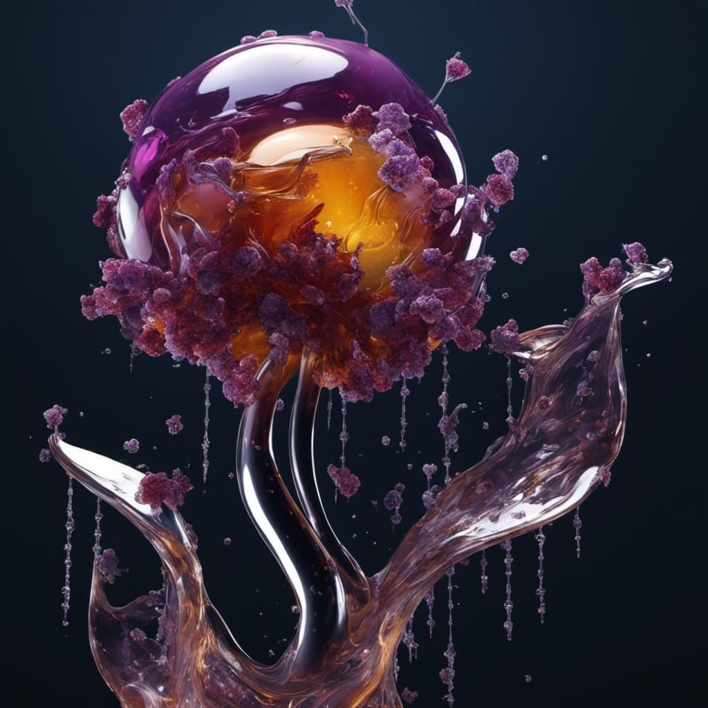 Purple Jelly Lollipop with Crystalized Flowers, 8K Art