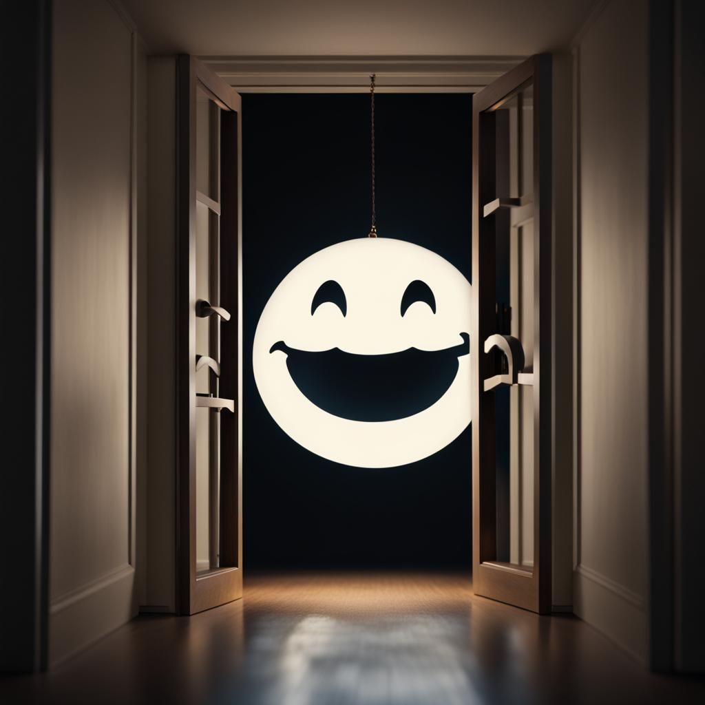 Ethereal Smile in Dark Doorway: Professional Photography
