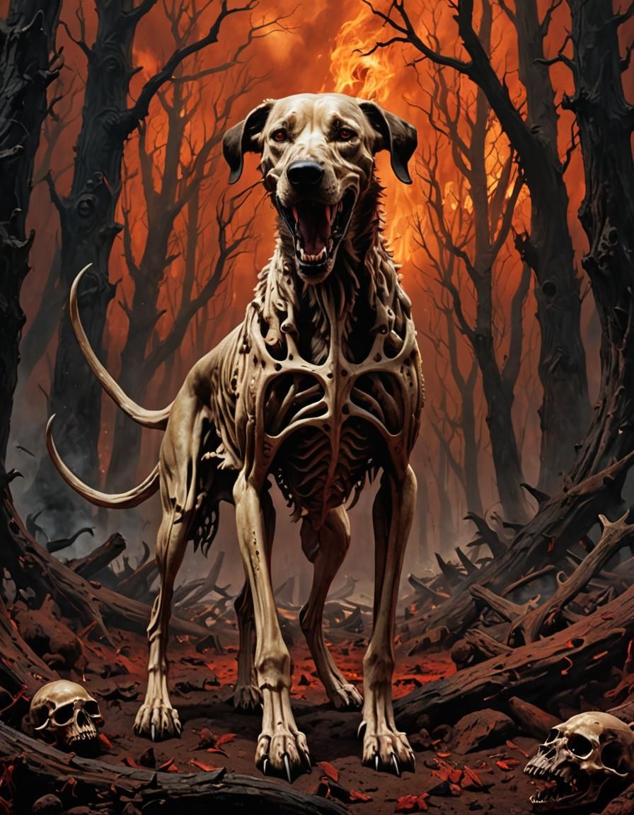Bloody Bone Hound Rising from the Underworld