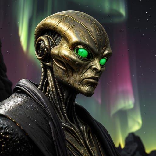 Alien in Cathedral: Neo-Impressionist Oil Painting