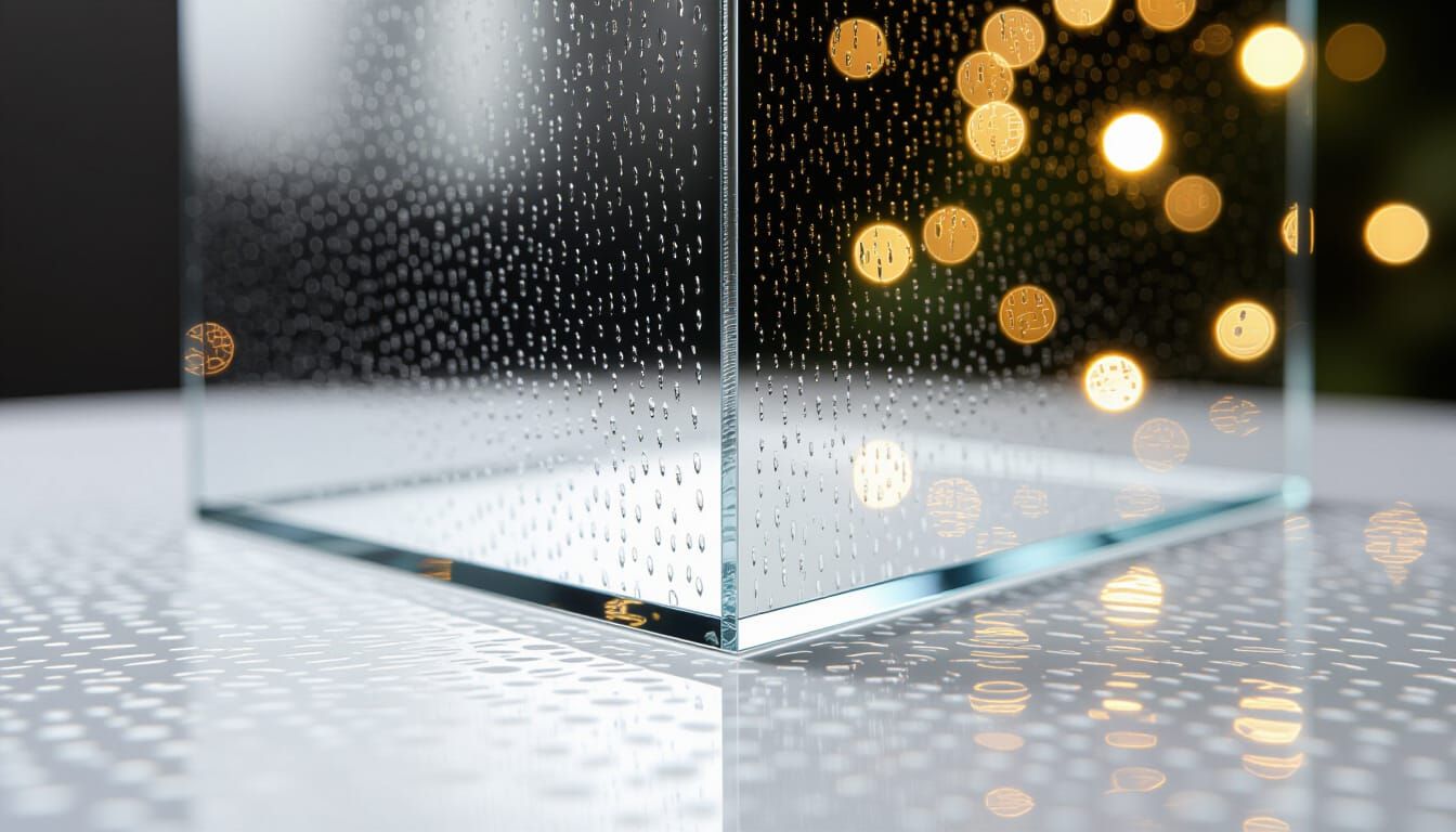 Frosted Glass Corners on Black Background