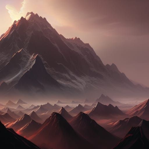 Cosmic Mountain in Dark Fantasy Style