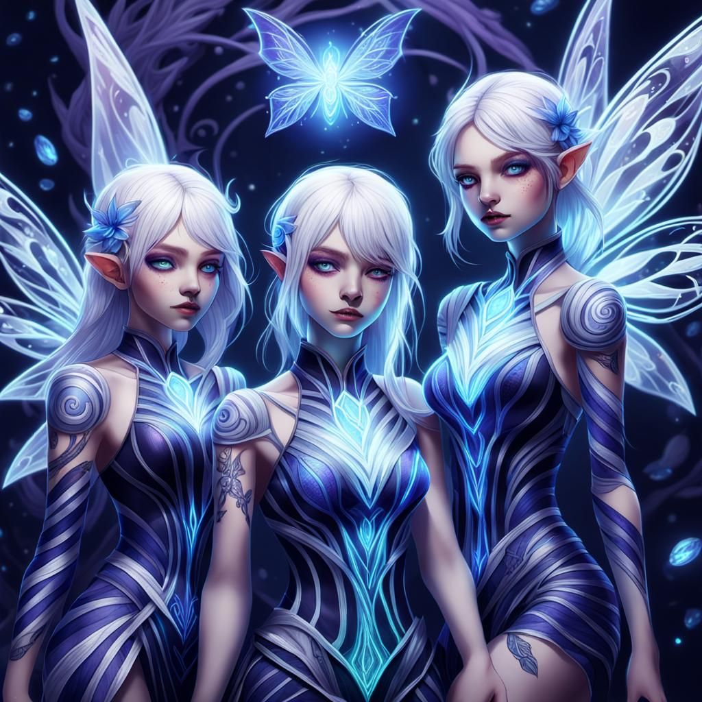 Striking White-Haired Fairies in Fantasy Concept Art