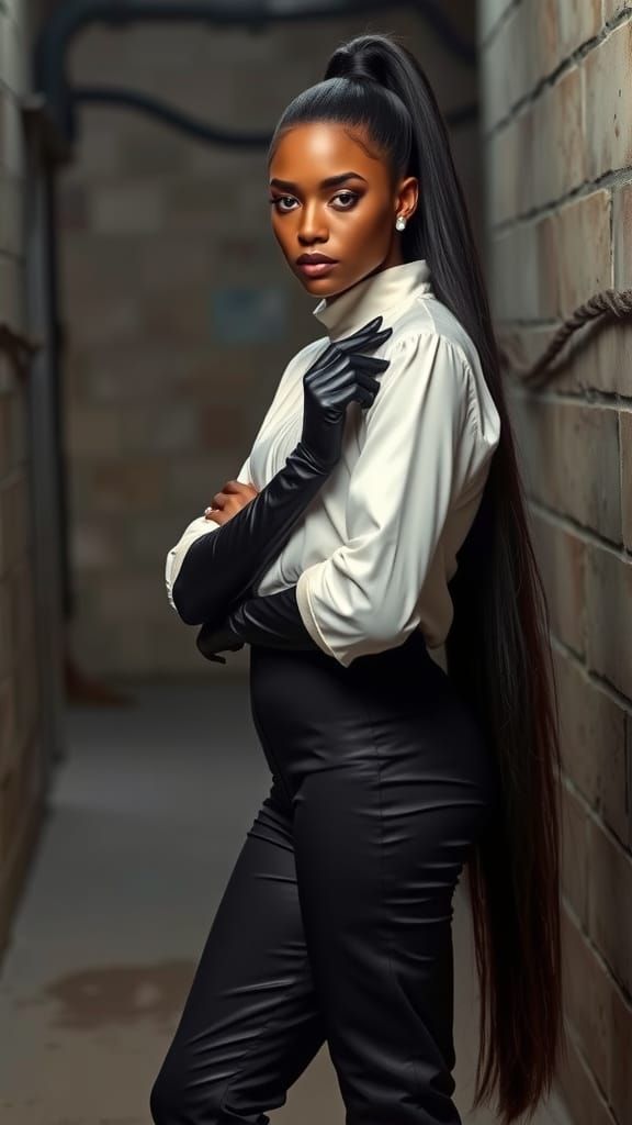 Elegant Ebony Supermodel in Formal Attire