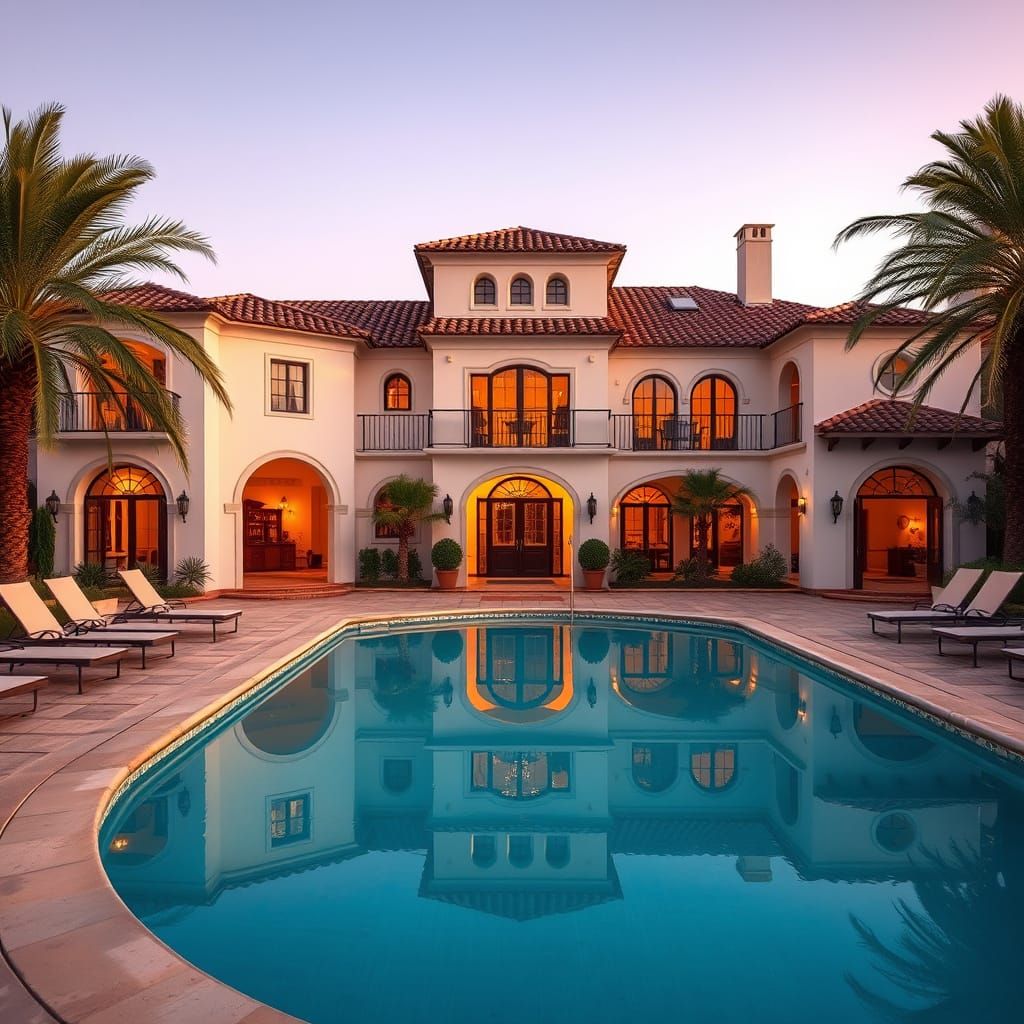 Luxurious Spanish Villa with Turquoise Pool: Photorealistic ...