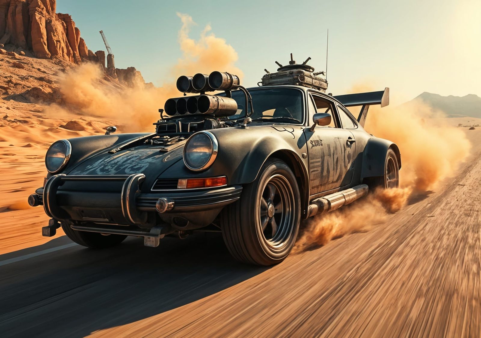 Mad Max Porsche Carrera War Car in Desert