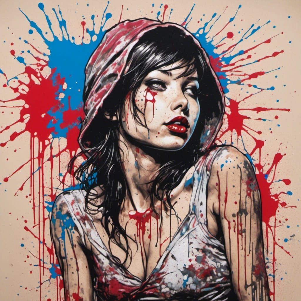Hyperrealistic Graffiti Pinup Girl in Full Body Portrait