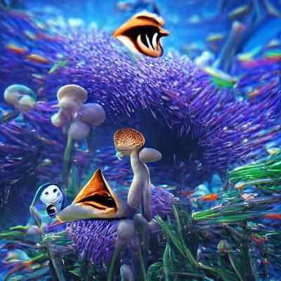 Cartoon Clownfish in Colorful Coral Reef