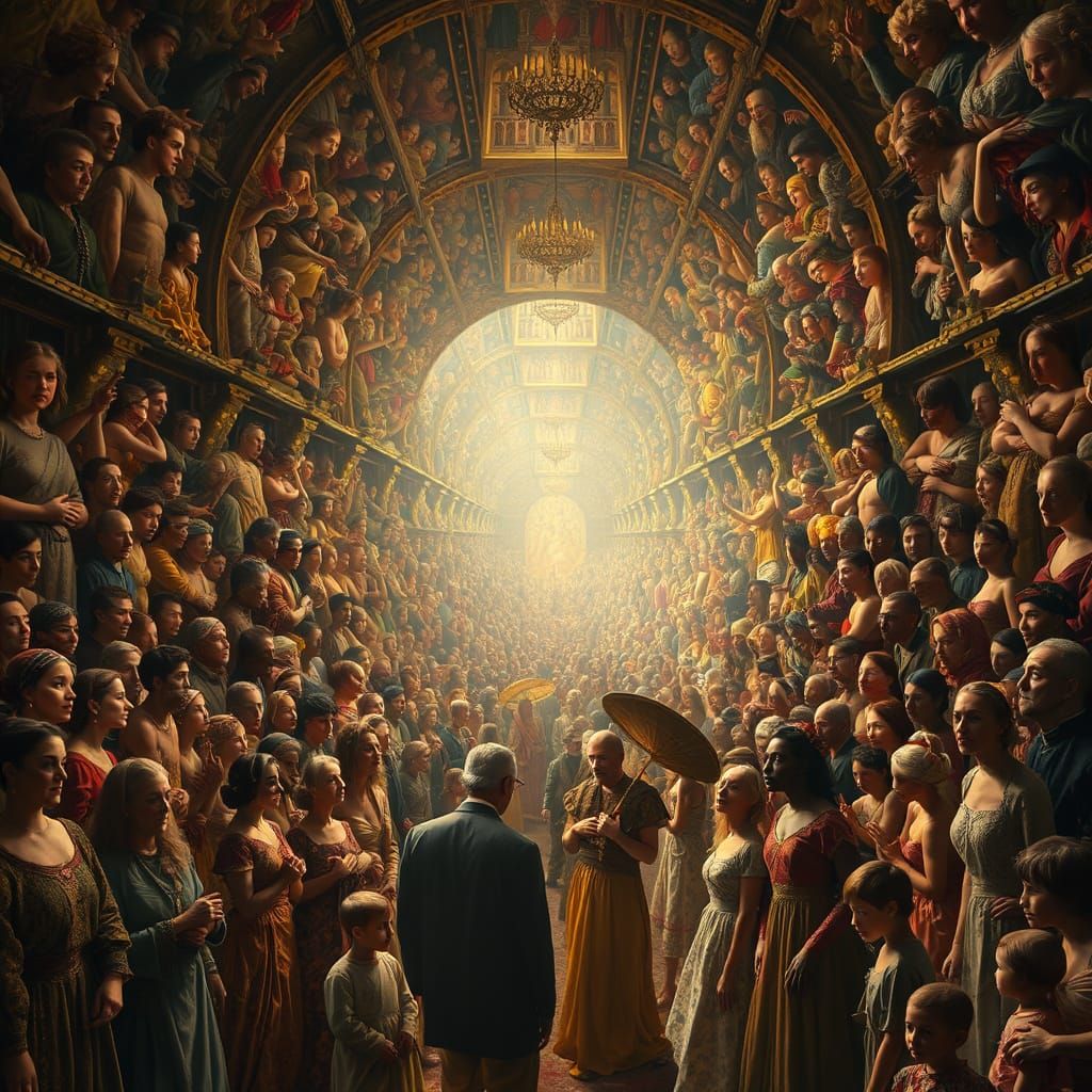 a room filled with a trillion people