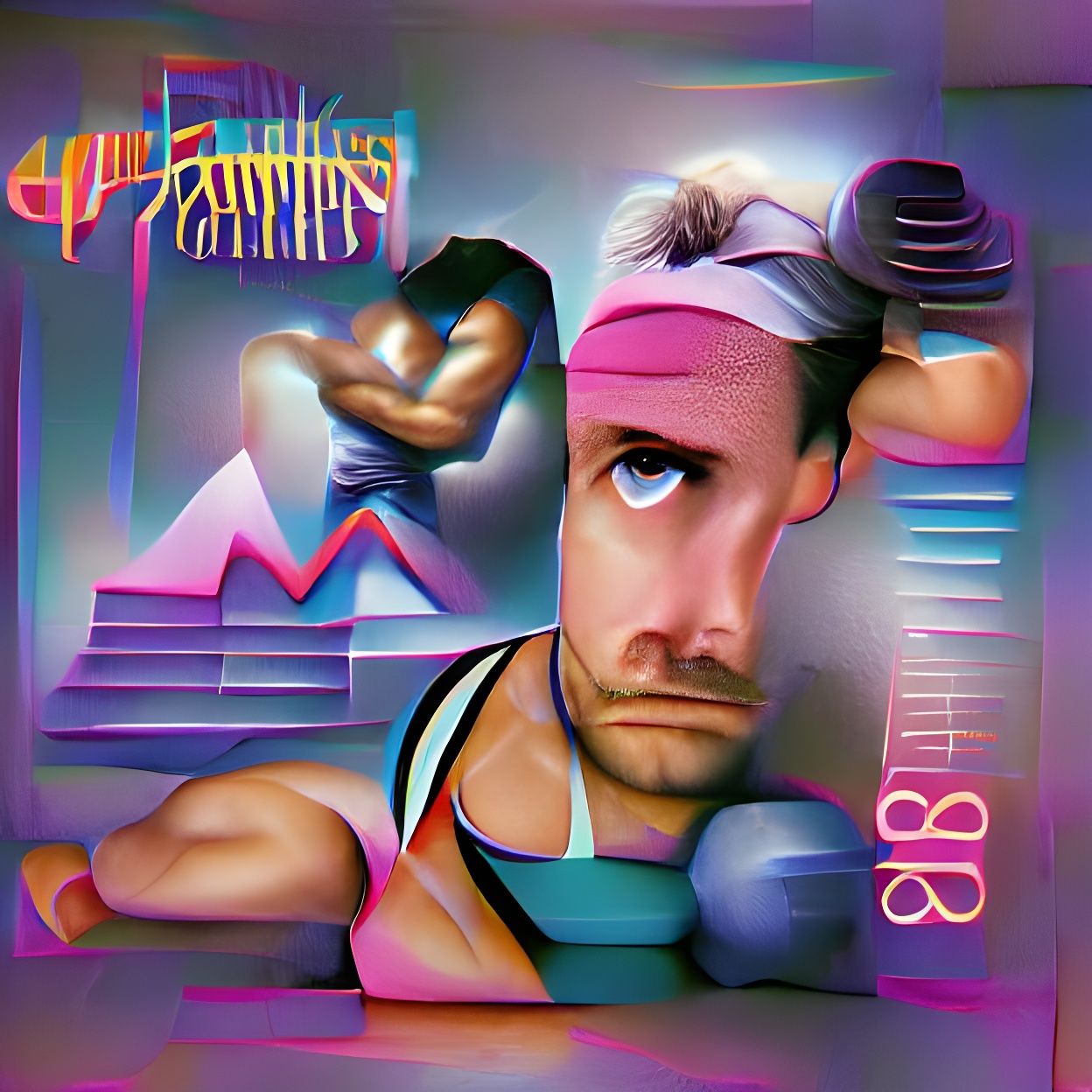 Retro 80's Fitness Pop Album Cover