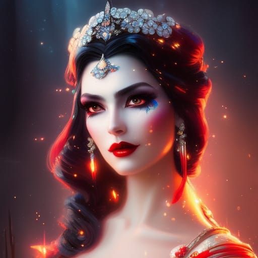 Beautiful Vampire Woman Portrait in Hyperdetailed Style