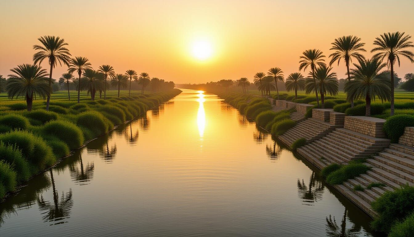 Nile River at Golden Hour: Reflective Waters