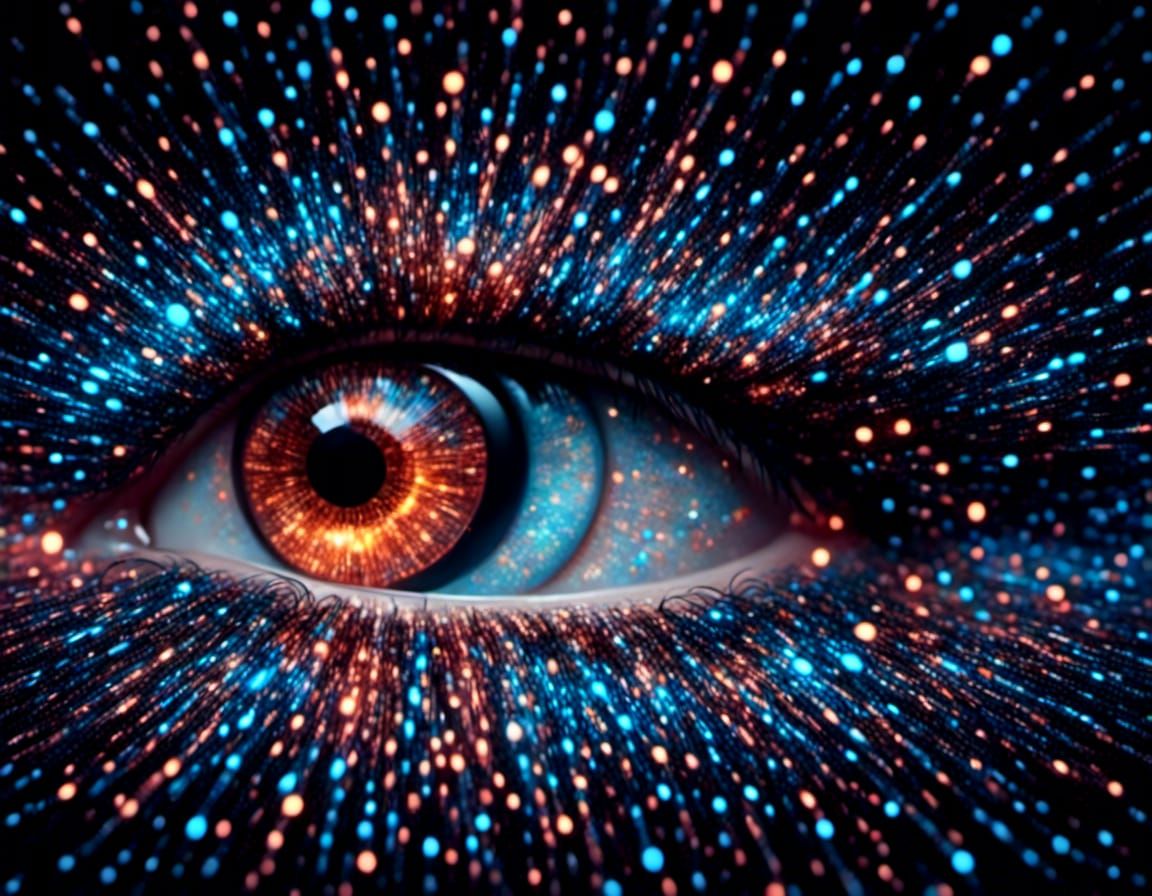 Abstract Portrait with Glass and Liquid Effects