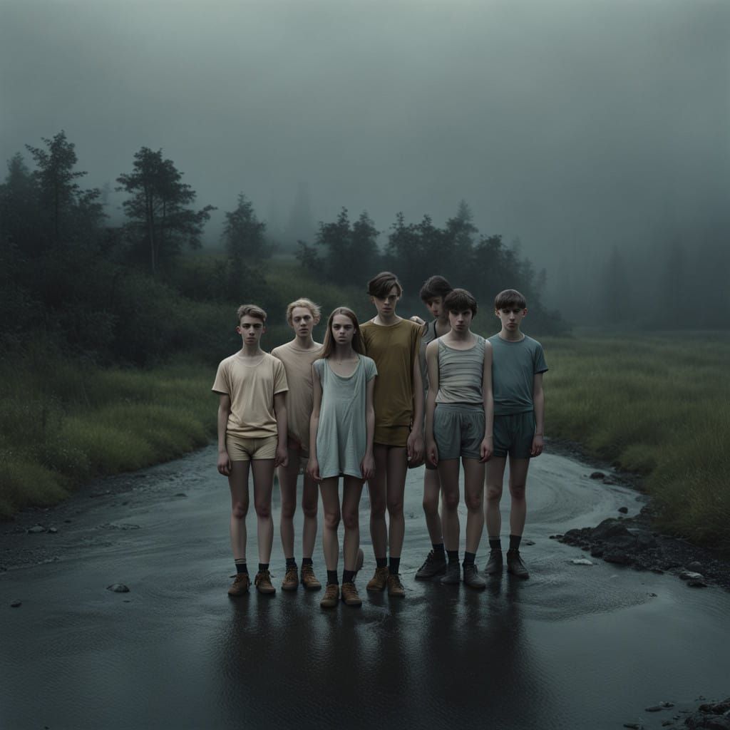 Mysterious Teenagers in a Cinematic Atmosphere