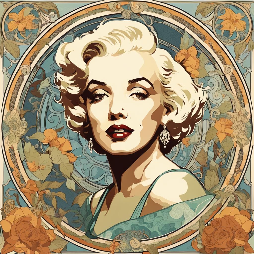 Marilyn Monroe in Art Nouveau Style