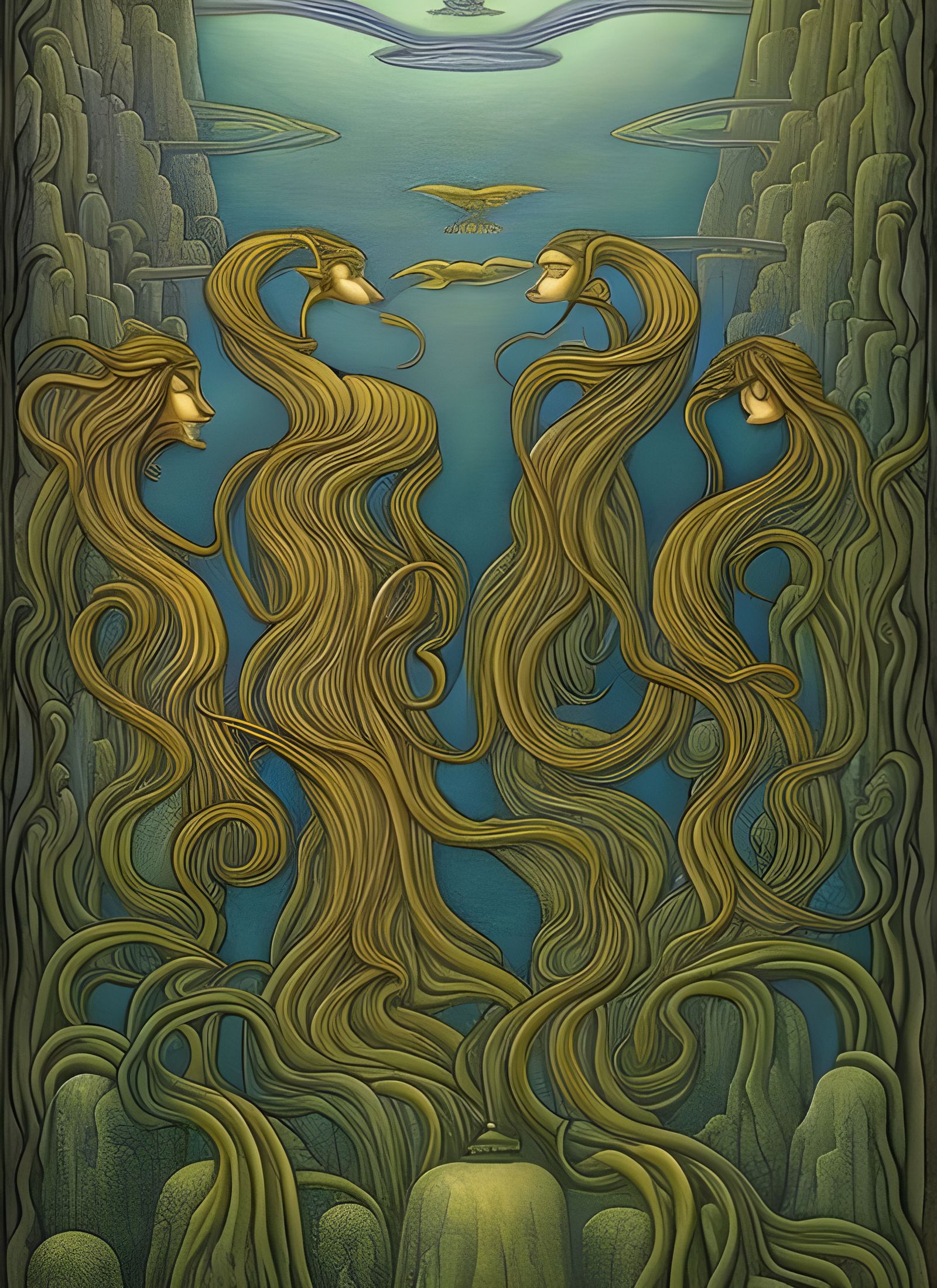 Mystical Mermaids in an Illustrative Style