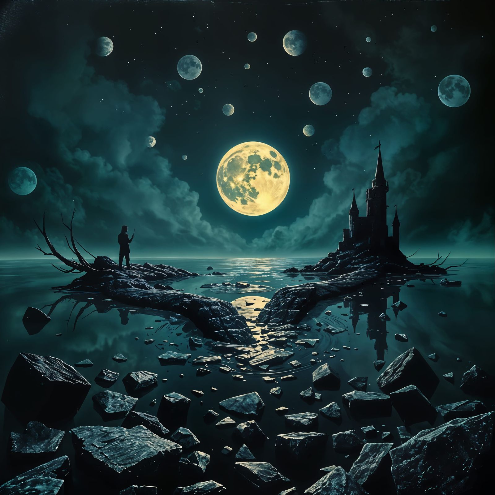 Surreal Midnight Landscapes in Dark Manipulative Style