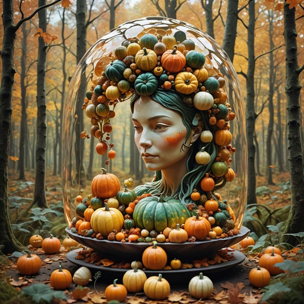 Gourd Cake in Autumn Sunlight: 3D Rendered Scene