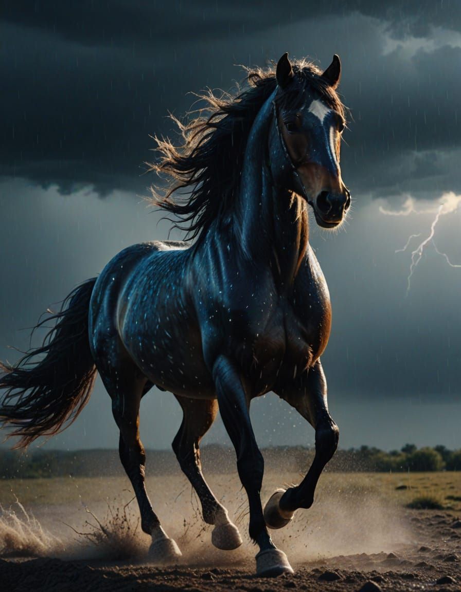 Majestic Mustang in Epic Stormy Skies