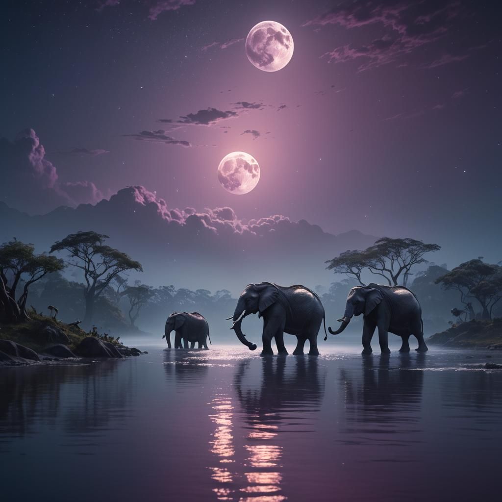 Elephants Swim to the Moon: Digital Matte Painting
