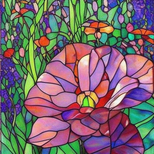 Stained Glass Impasto Landscape Art