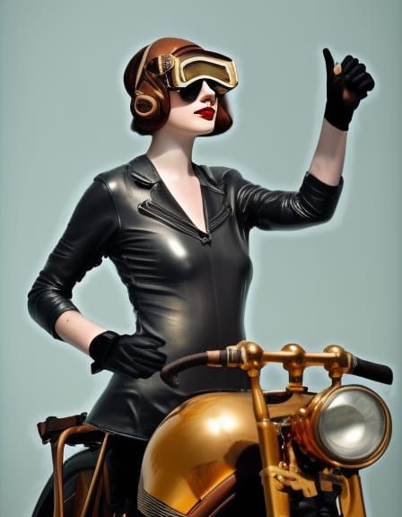 decopunk girl on motorbike