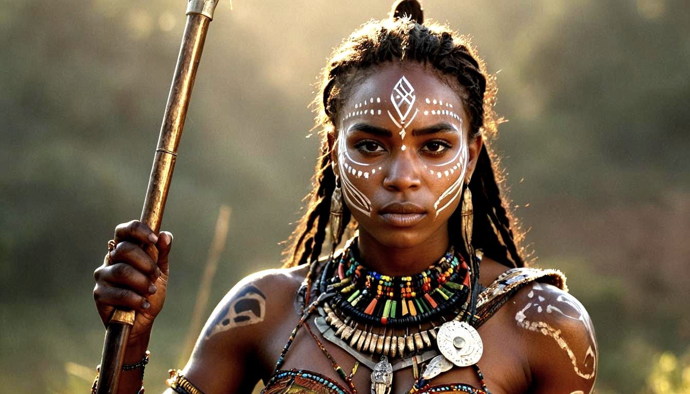 Fierce African Warrior: Cinematic Portrait
