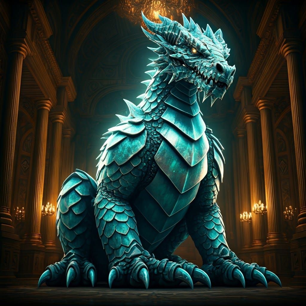 Aquamarine Golem Dragon in Grand Chamber