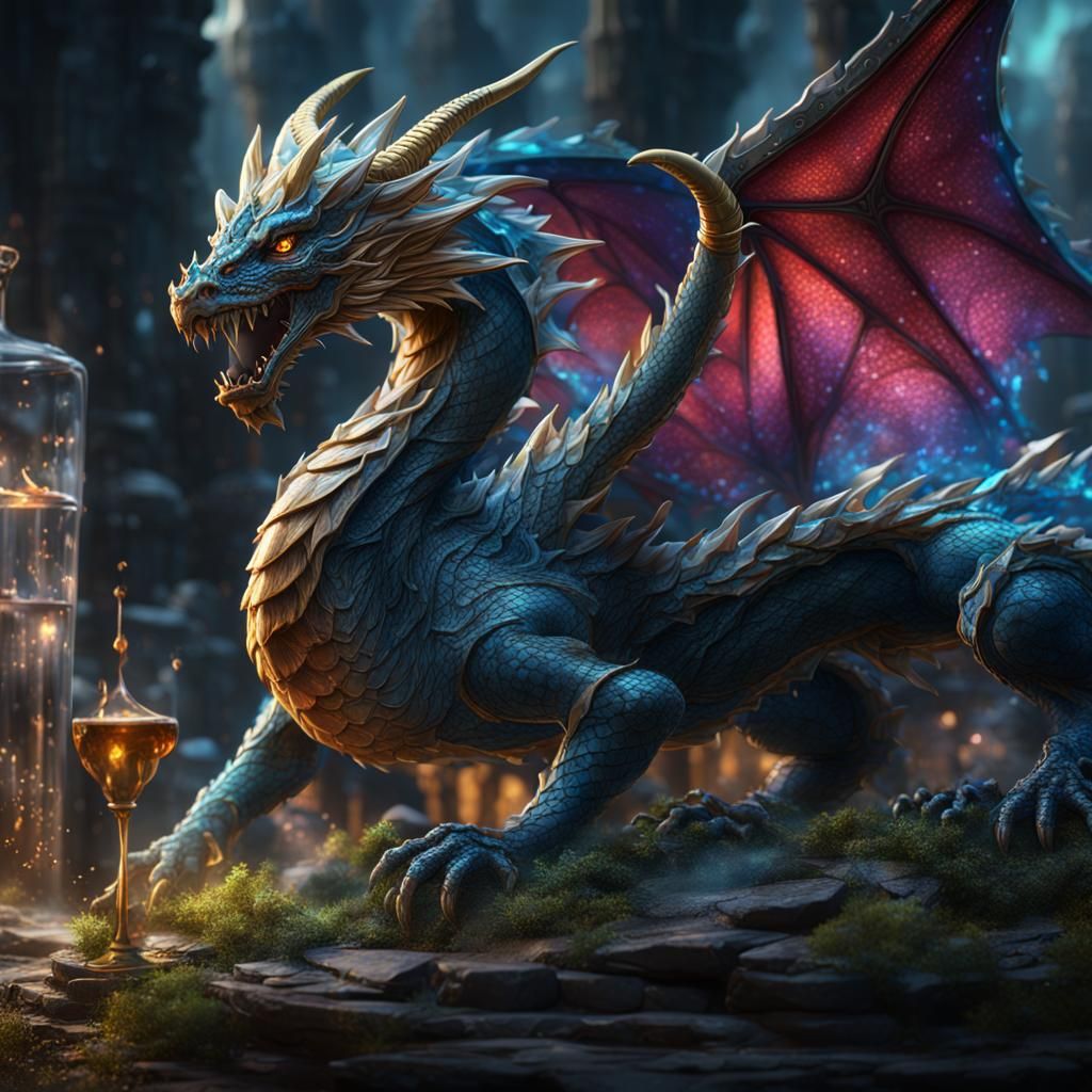 Detailed Glass Dragon Matte Painting